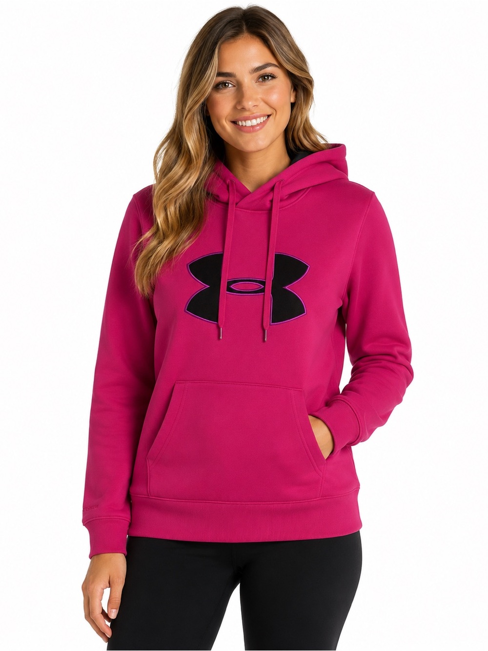 Under Armour Women's Magenta Hoodie with Black Logo - 0794